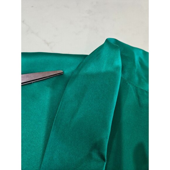 Amanda Uprichard NY Top Body Suit Large Silk Wrap Emerald Green Holiday Top - Picture 11 of 12